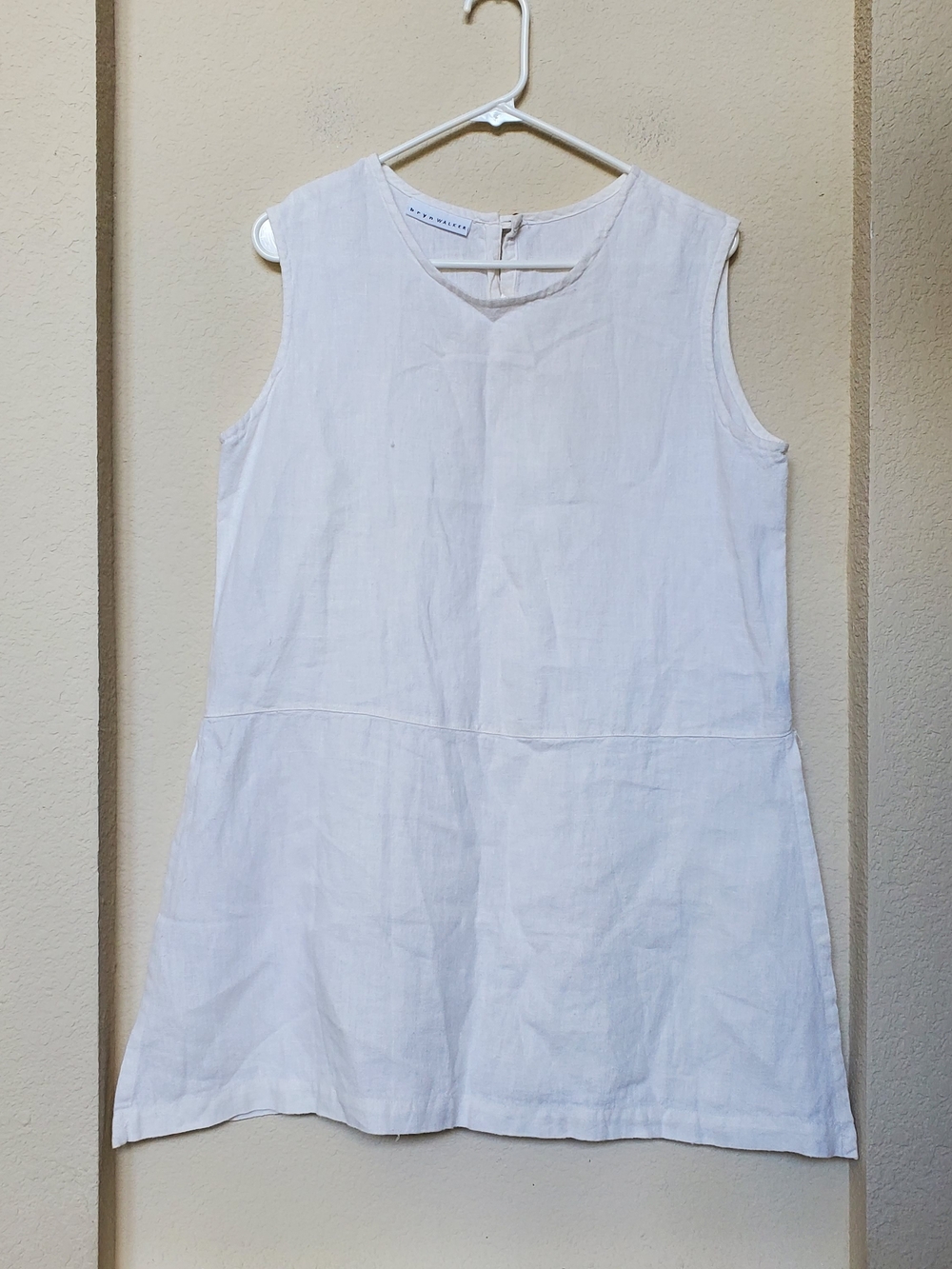 bryn Walker White Sleeveless Linen A-Line Tunic.  Size Small